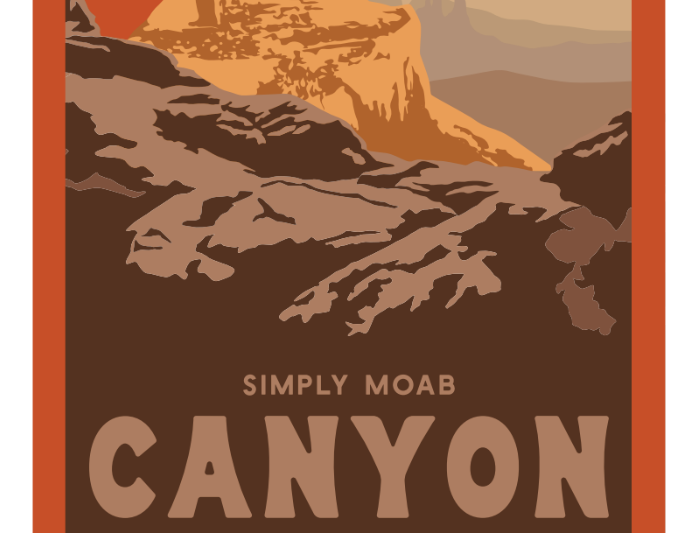 Canyonlands National Park magnet with sunrise glowing under Mesa Arch over a layered canyon