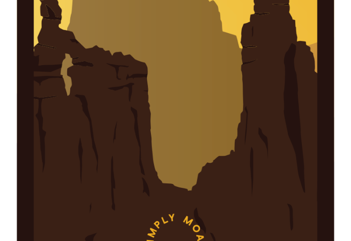 Canyonlands National Park magnet with canyon spires in soft silhouette under a pale sky lettered Utah