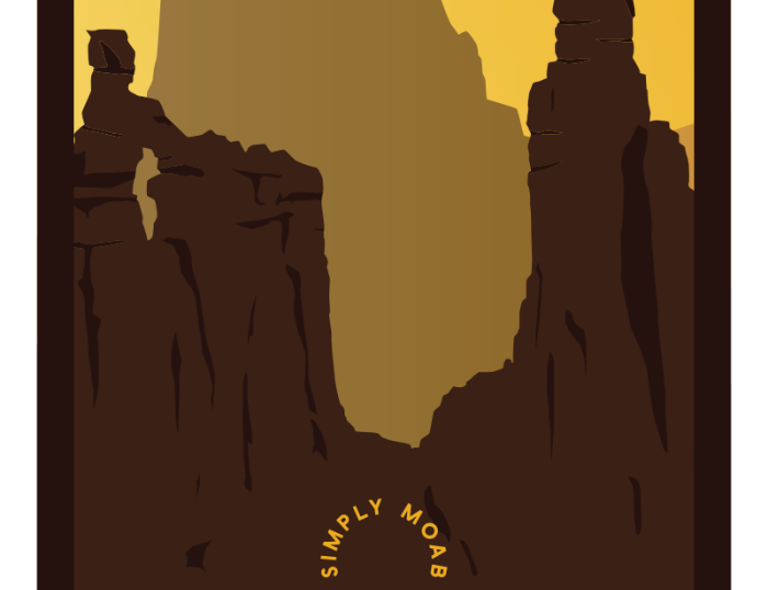Canyonlands National Park magnet with canyon spires in soft silhouette under a pale sky lettered Utah