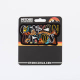The Canyonlands nameplate patch on its Atomic Child backer card, marked patches, iron on or sew on.