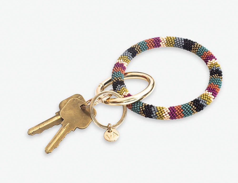 Chloe Stripe Beaded Key Ring