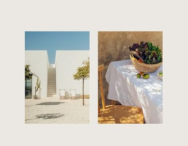 Chronicle Books Moroseta Kitchen cookbook, a cream cover with photos of a white villa and a garden table