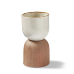 Citrine Canyon Tabletop Medium Vessel with a white speckled cup on a ribbed terracotta base