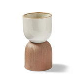 Citrine Canyon Tabletop Medium Vessel with a white speckled cup on a ribbed terracotta base