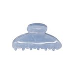 Classic claw clip in Moonstone, a glossy translucent pale blue hair claw clip, on a white background.