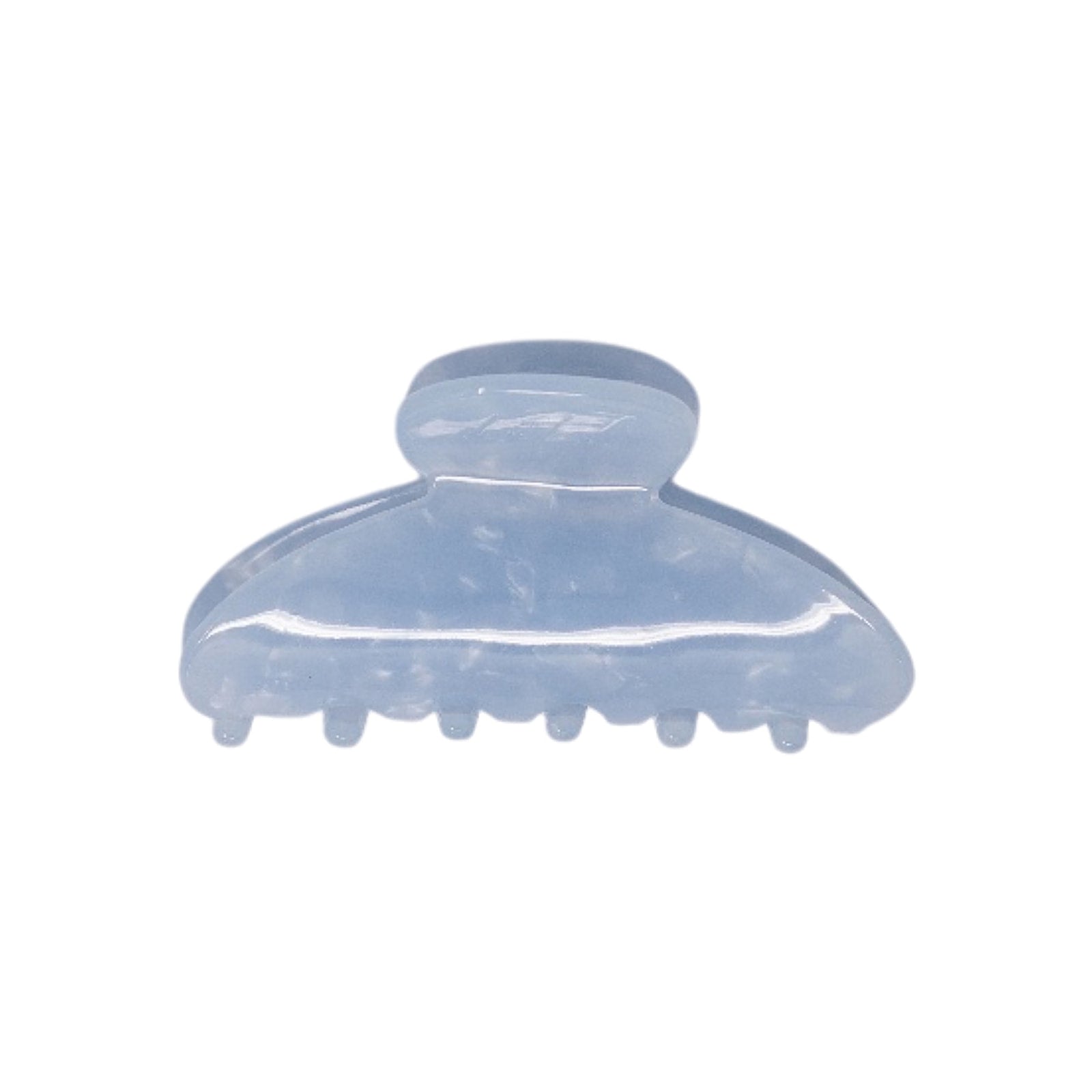 Classic claw clip in Moonstone, a glossy translucent pale blue hair claw clip, on a white background.