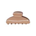 Classic claw clip in Rose Dust, a glossy dusty rose hair claw clip, on a white background.