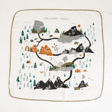Clementine Kids Reversible National Parks Quilt laid flat showing the illustrated parks map