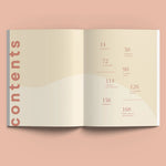 Collective Hub Create Your Best Life Journal open to the contents page in peach and cream