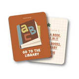 Collective Hub My Daily Routine Deck card reading Go to the Library with a book illustration