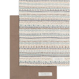 Colored Organics 2-Pack Organic Baby Burp Cloths in Southwest and Taupe, one solid taupe cloth and one cream cloth with a striped Southwest pattern in navy, teal and rust