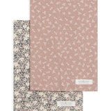 Colored Organics 2-Pack Organic Baby Burp Cloths in Verbena and Wild Floral, one cream floral cloth and one dusty rose cloth with a small white sprig print