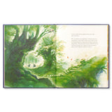 Compendium Caring book open to a lush green forest illustration