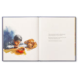 Compendium Caring book open to an illustration of a child feeding a puppy