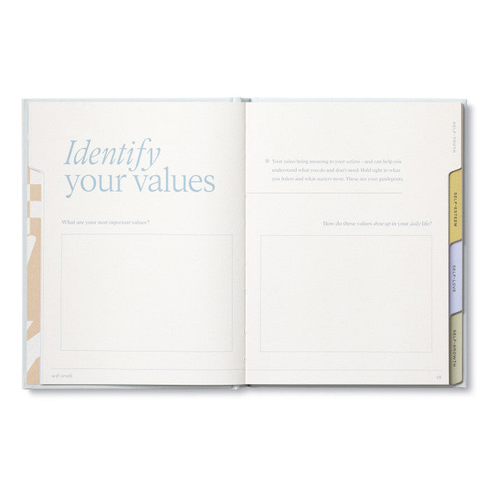 Compendium Create Your Self Guided Journal open to the Identify Your Values page