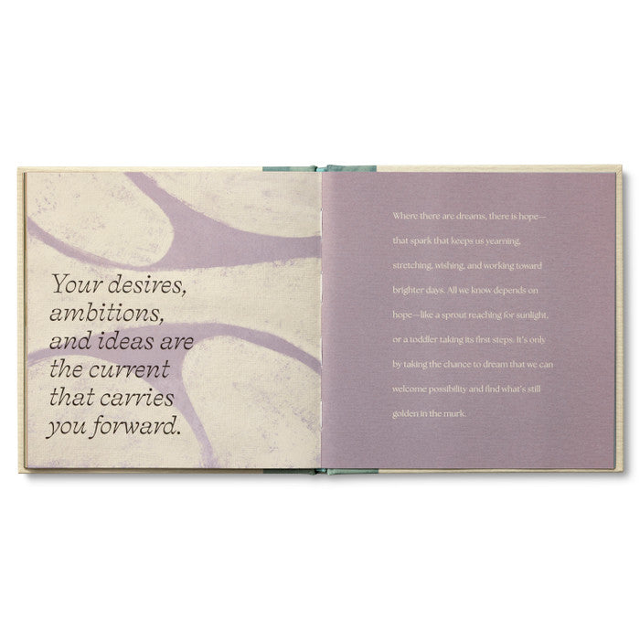 Compendium Every Reason to Hope book open to a lavender page about desires and ambitions