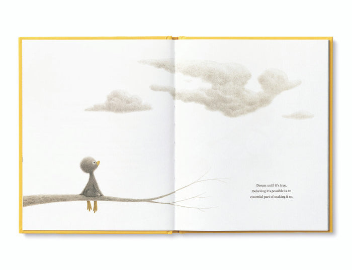 Compendium Finding Muchness book open to a bird sitting on a branch looking at clouds