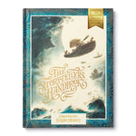 Compendium The Storyteller's Handbook book, a navy and gold cover with a flying ship over waves