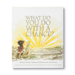 Compendium What Do You Do With a Chance book cover, a child reaching for a golden paper bird under a yellow sunburst