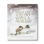Compendium What Do You Do With a Problem book cover, a child in a gray storm holding an umbrella