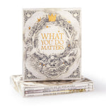 Compendium What You Do Matters boxed set, a cream slipcase with a gold wreath standing on the three books