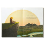 Compendium Why Not book open to a child and fox on a cliff watching a golden sunset