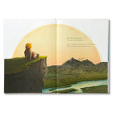 Compendium Why Not book open to a child and fox on a cliff watching a golden sunset