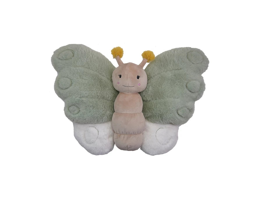 Creative Co-Op Butterfly Plush, a soft stuffed butterfly in sage green, blush and tan