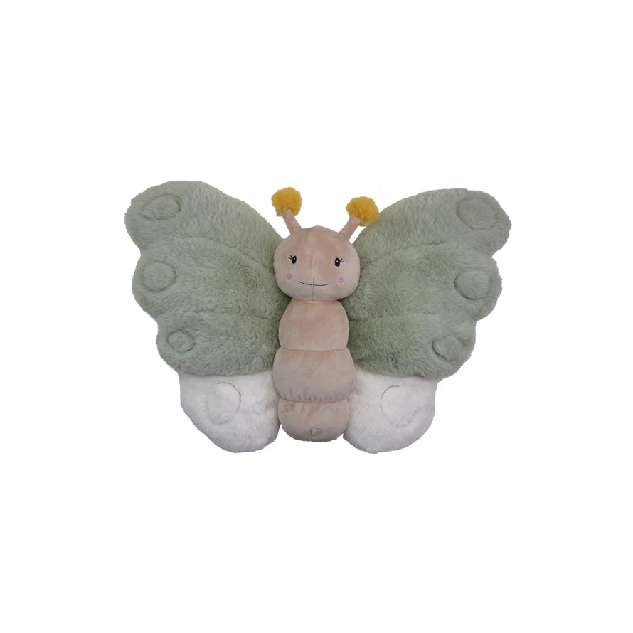 Creative Co-Op Butterfly Plush, a soft stuffed butterfly in sage green, blush and tan