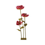 Creative Co-Op Paper Flowers with Stand in Burgundy, three paper roses on wire stems in a brass base