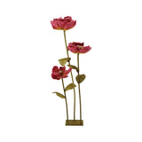 Creative Co-Op Paper Flowers with Stand in Burgundy, three paper roses on wire stems in a brass base
