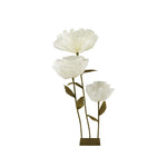 Creative Co-Op Paper Flowers with Stand in Cream, three ivory paper poppies on wire stems in a brass base