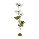 Creative Co-Op Paper Flowers with Stand in Crystal White, tall white paper flowers with green leaves in a base