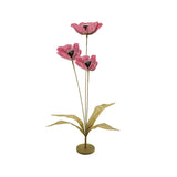 Creative Co-Op Paper Flowers with Stand in pink, three pink paper poppies with green leaves in a base