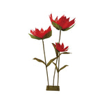 Creative Co-Op Paper Flowers with Stand in Red, three red paper flowers on wire stems in a brass base
