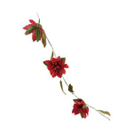 Paper poinsettia garland, detail of the blooms and jute rope