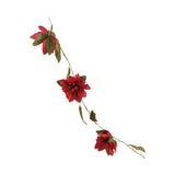Paper poinsettia garland, detail of the blooms and jute rope