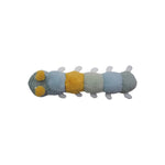 Creative Co-Op Plush Caterpillar, top view showing the striped segments