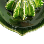 Close-up of the glossy green ridged cactus on the Creative Co-Op Stoneware Cactus Shaped Juicer