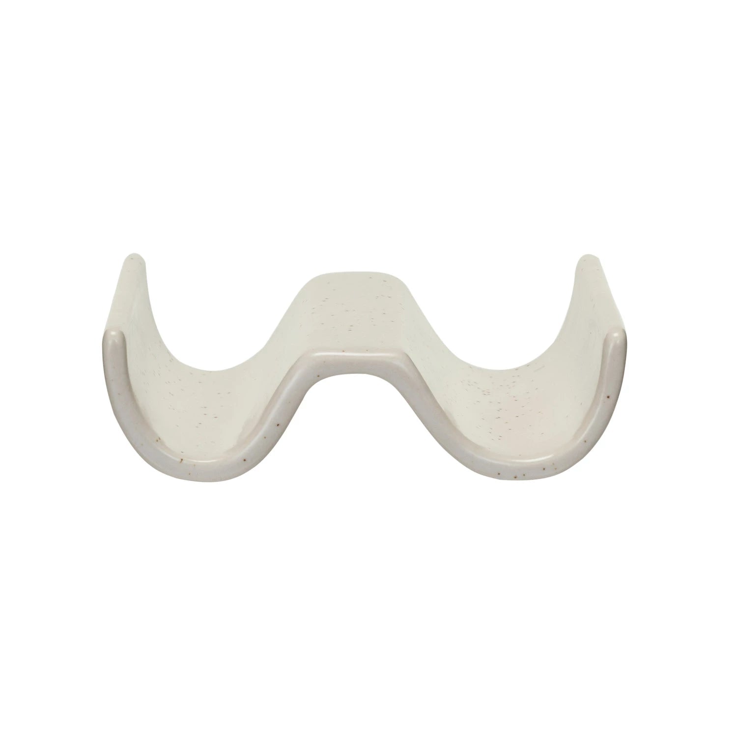 Creative Co-Op Stoneware Soap & Sponge Holder, a cream curved dish with a raised center