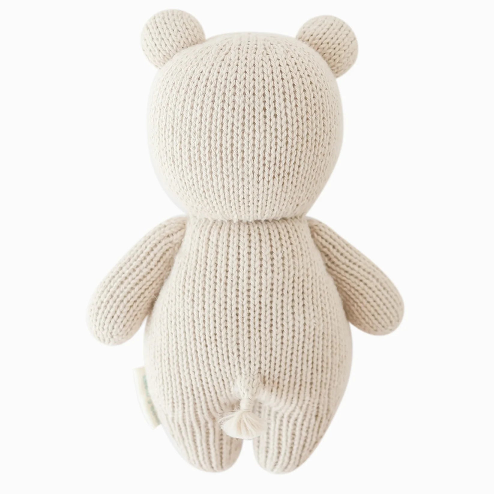 Cuddle & Kind Baby Hippo, cream hand-knit hippo doll, back view