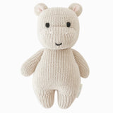 Cuddle & Kind Baby Hippo, cream hand-knit cotton hippo doll with pink ears, front view
