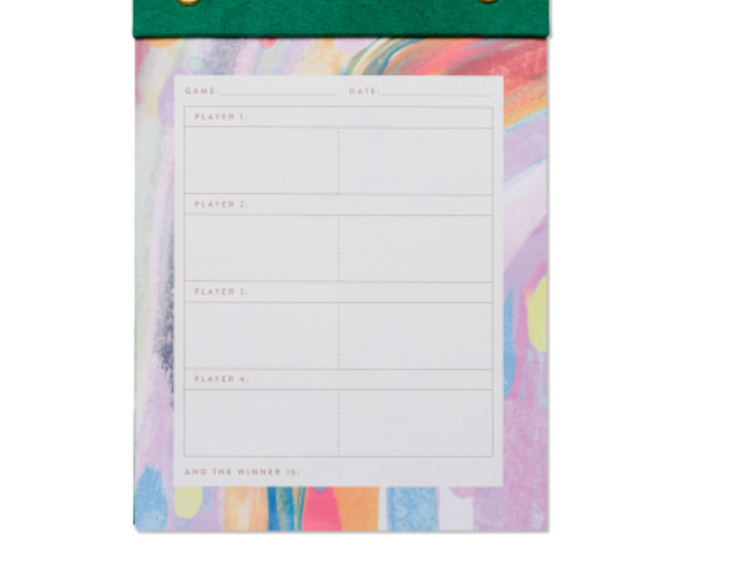 Game Score Post Bound Pad, a post bound game score pad for cards, dominoes, charades and trivia