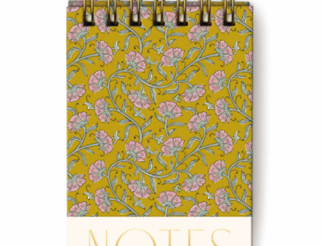 Gold Vintage Floral Chunky Notepad, a thick notepad printed in gold with a vintage floral pattern