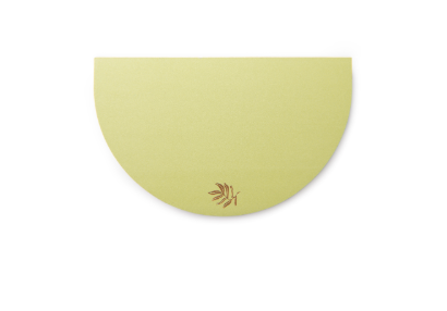 Half Moon Notepad Palm Leaf, a half moon shaped notepad printed with a palm leaf design