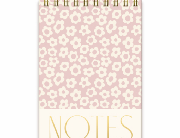 Lilac Groovy Floral Large Chunky Notepad, a large thick notepad in lilac with a groovy retro floral print