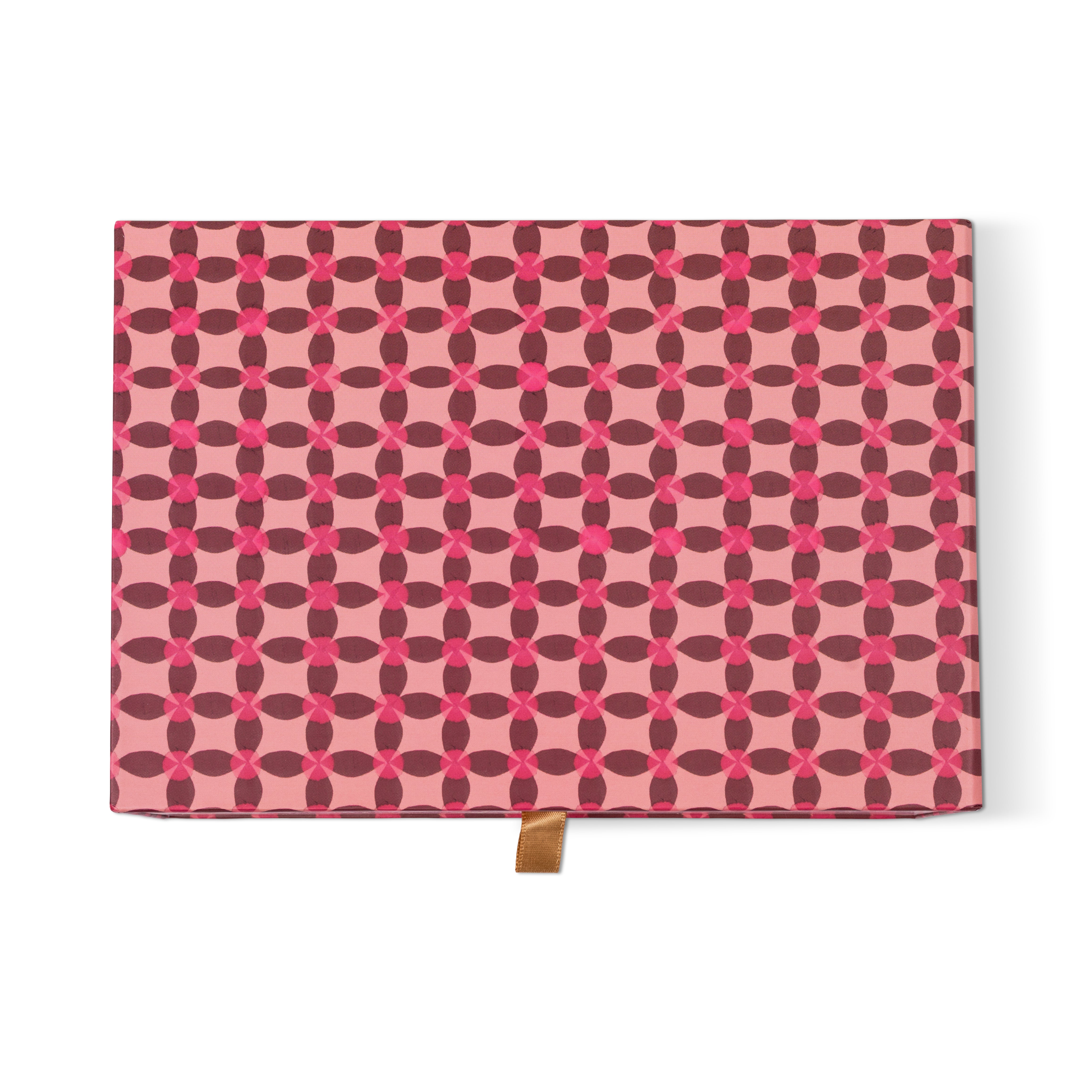 Designworks Notecards Set of 16 in a pink and burgundy geometric patterned keepsake box