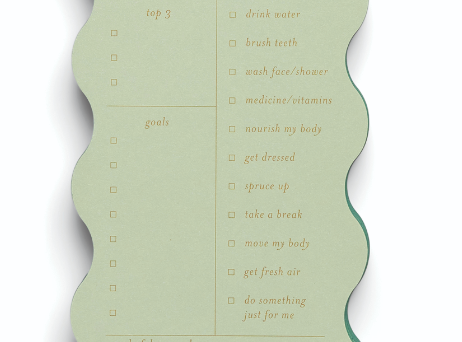 Sage Wavy Daily Notepad, a small sage daily notepad with a wavy pattern