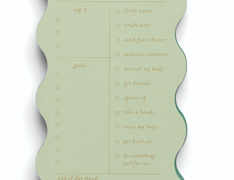 Sage Wavy Daily Notepad, a small sage daily notepad with a wavy pattern