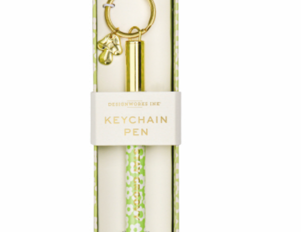 Stay Groovy Pen Keychain, a mini pen on a key ring printed Stay Groovy